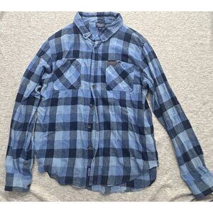 Smith's Button Down Shirt Men's Large Workwear Plaid Long Sleeve Front Pocket Bl